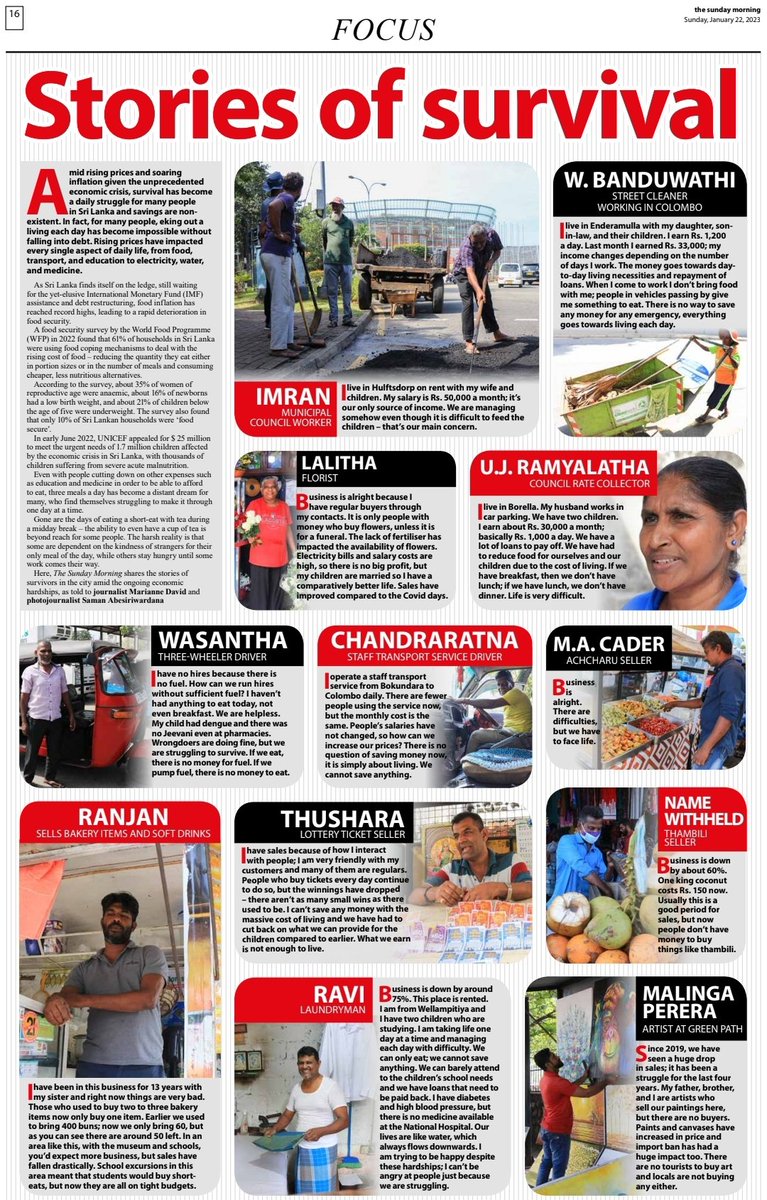 Even with people cutting down on other expenses to be able to afford to eat, three meals a day has become a distant dream for many.
The Sunday Morning shares the stories of survivors in the city amid the ongoing economic hardships 
Read here:
themorning.lk/articles/oZloH…