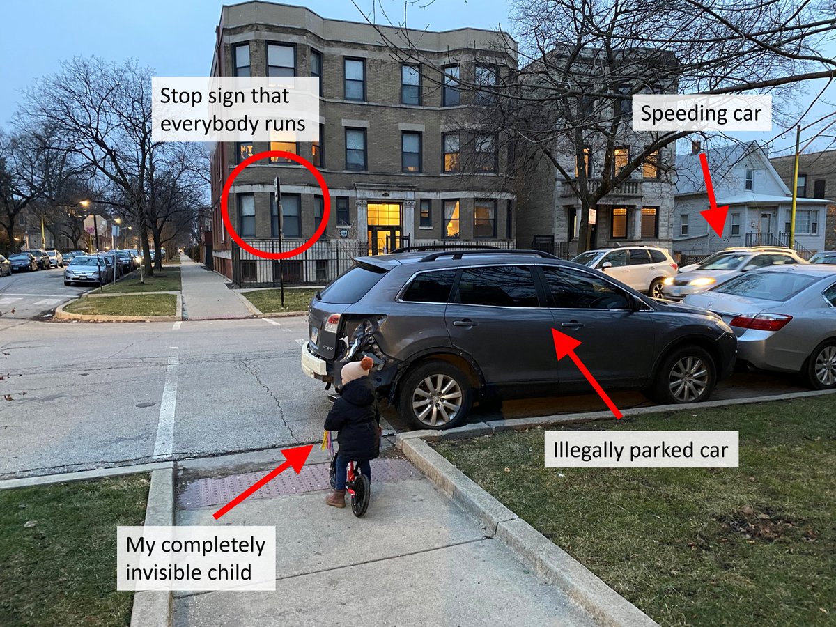 JGrantGlover's tweet photo. Our streets will never be safe for children until we daylight A LOT more corners. We need to make it physically impossible for cars to crowd the crosswalk. https://t.co/Qlbwd3uJnI