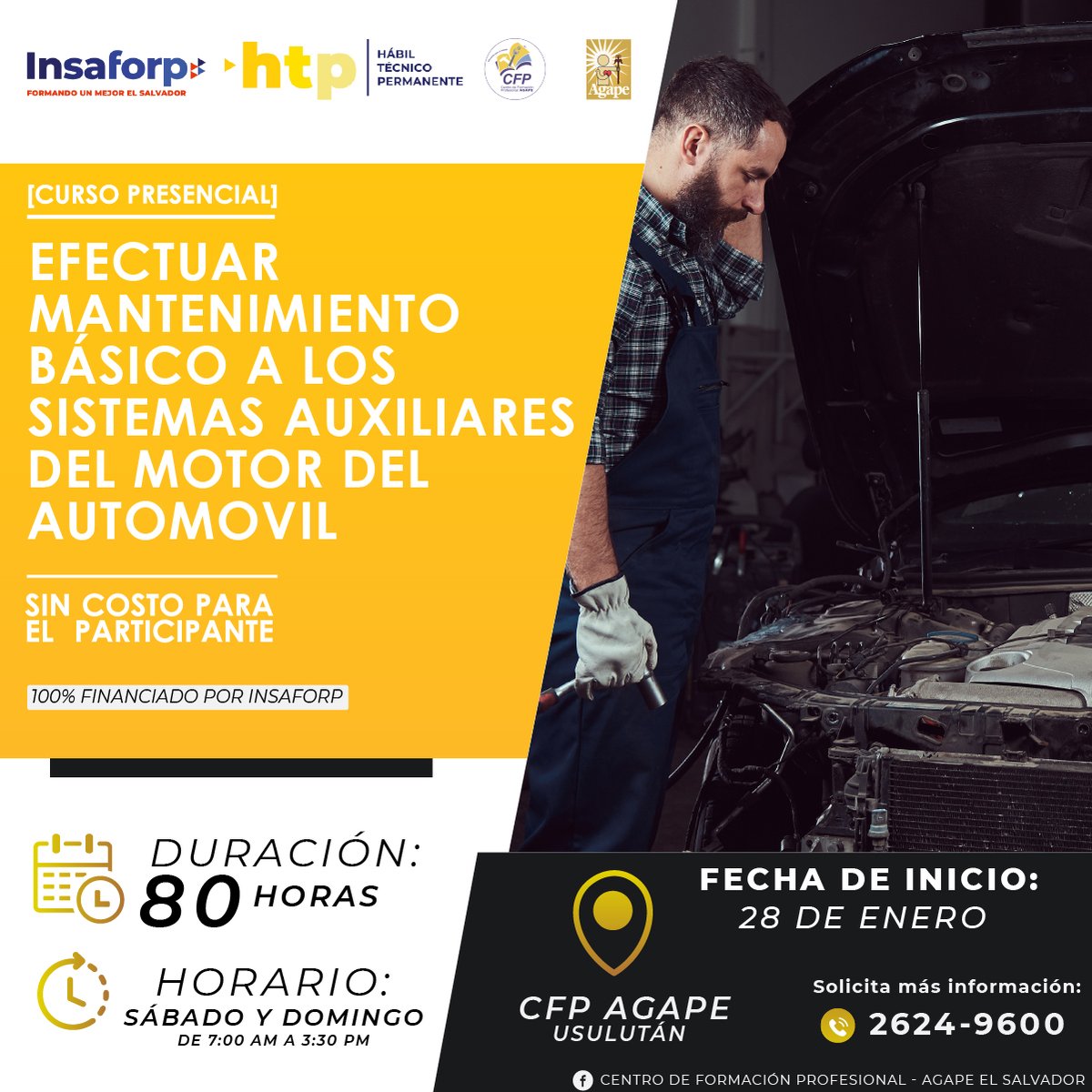 agapeCFP's tweet photo. #USULUTÁN 🆕
Próximos cursos por iniciar en @agapeCFP sede #Usulután 🇸🇻
Para inscripciones o más información pueden contactarnos al teléfono: ☎️ 2624-9600
#AgapeCFP #sedeUsulután #TodosSomosAgape https://t.co/zxrfeImnNG