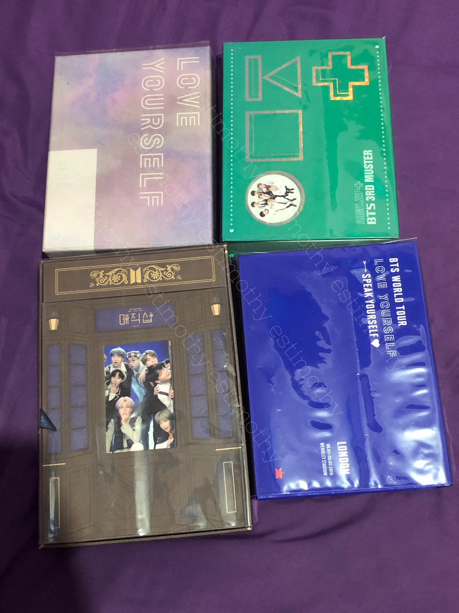 RTs are so much appreciated 

WANT TO SALE BTS DVD
- 3rd &amp; 5th Muster (minus pc)
- Love Yourself New York (minus pc &amp; postcard)
- Speak Yourself London (minus bookmark)
💸 qyop by dm
💓 dom jkt
💓 condi by dm
💓 split/fullpay via 🍊
💓 no return/refund