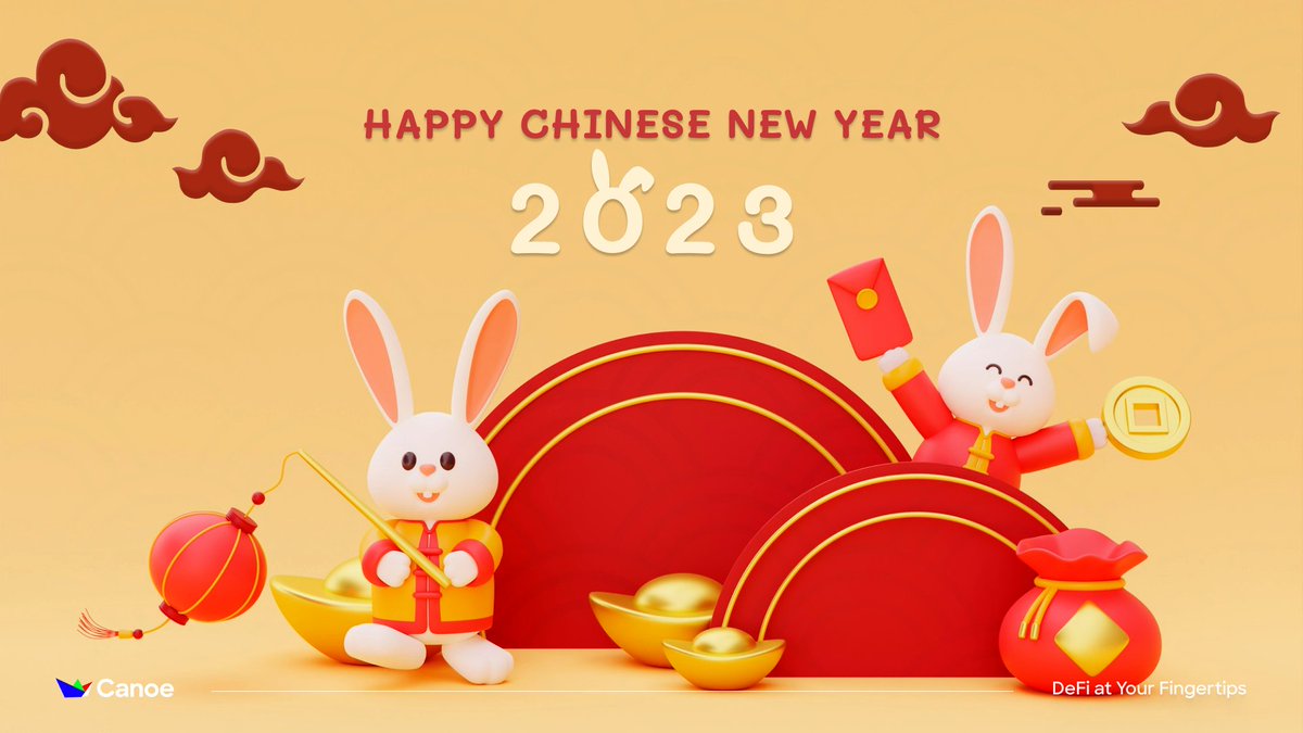 🐰🧧Hop into the Year of the Rabbit with @canoe_finance!🧧🐰 Let's make this year a hopping success with our DeFi tools and innovation. 🤝 From all of us at Canoe, have a fun and prosperous Chinese New Year! Gong xi fa cai! #CNY2023 #DeFi #CanoeFinance