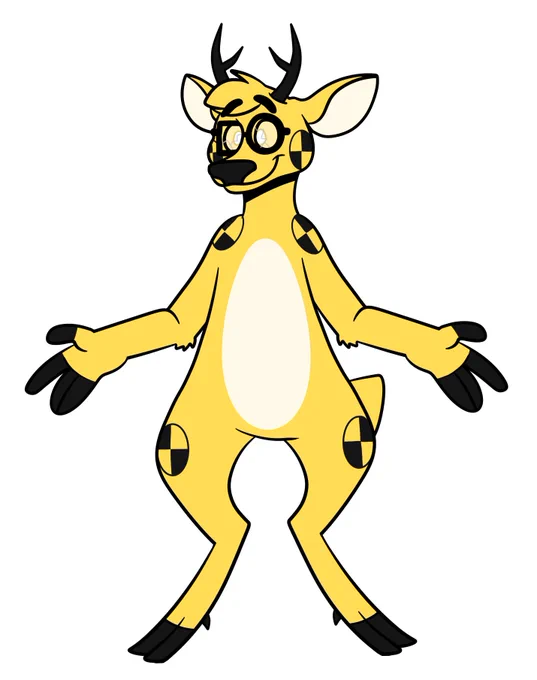 And my test dummy deer fursona started out as a regular deer and had a few design iterations before I made the test dummy version as an alt. and ended up falling in love with the idea 