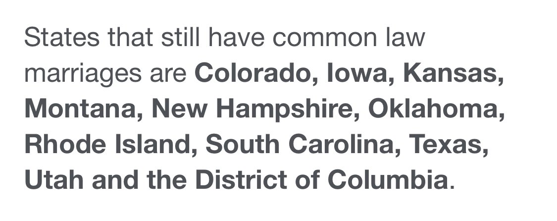 VisitLA4Locals's tweet photo. @William28702160 @ScottNevins @CatholicLeague Actually, most states in fact do not recognize common law marriage. https://t.co/Z0G3HNTNOF