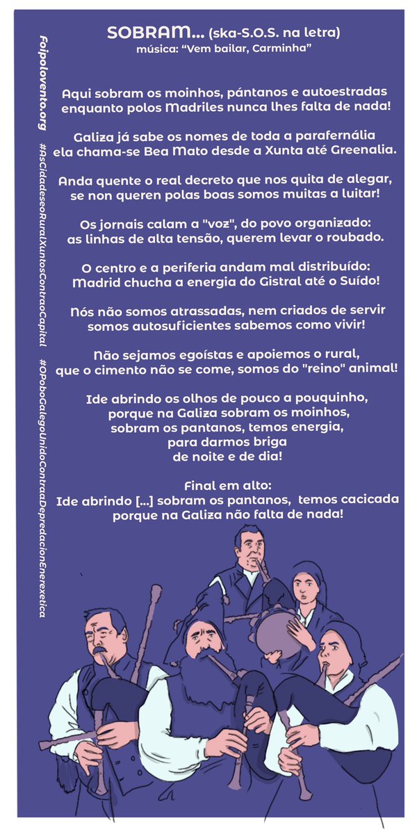 foipolovento's tweet photo. 🔔🔊 🎶🎵 CANTIGAS 🎶🎵
Nas rúas de #Vigo,
#AsCidadesEoRuralJuntasContraOCapital
#AlegresECombativas 🙂✊🏾
#oPovoGalegoUnidoContraAdepredaçomEnergética ‼️ https://t.co/uOmt3AdMqq