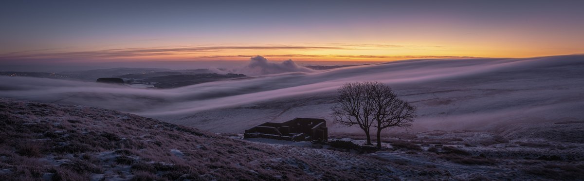 The most dramatic blue hour I've witnessed at Top Withens. Mist is often described as a cloak but this was more like a delicate chiffon veil that slid slowly over the hills from the west, gently caressing their contours. It was simply awe-inspiring & I felt privileged to see it.