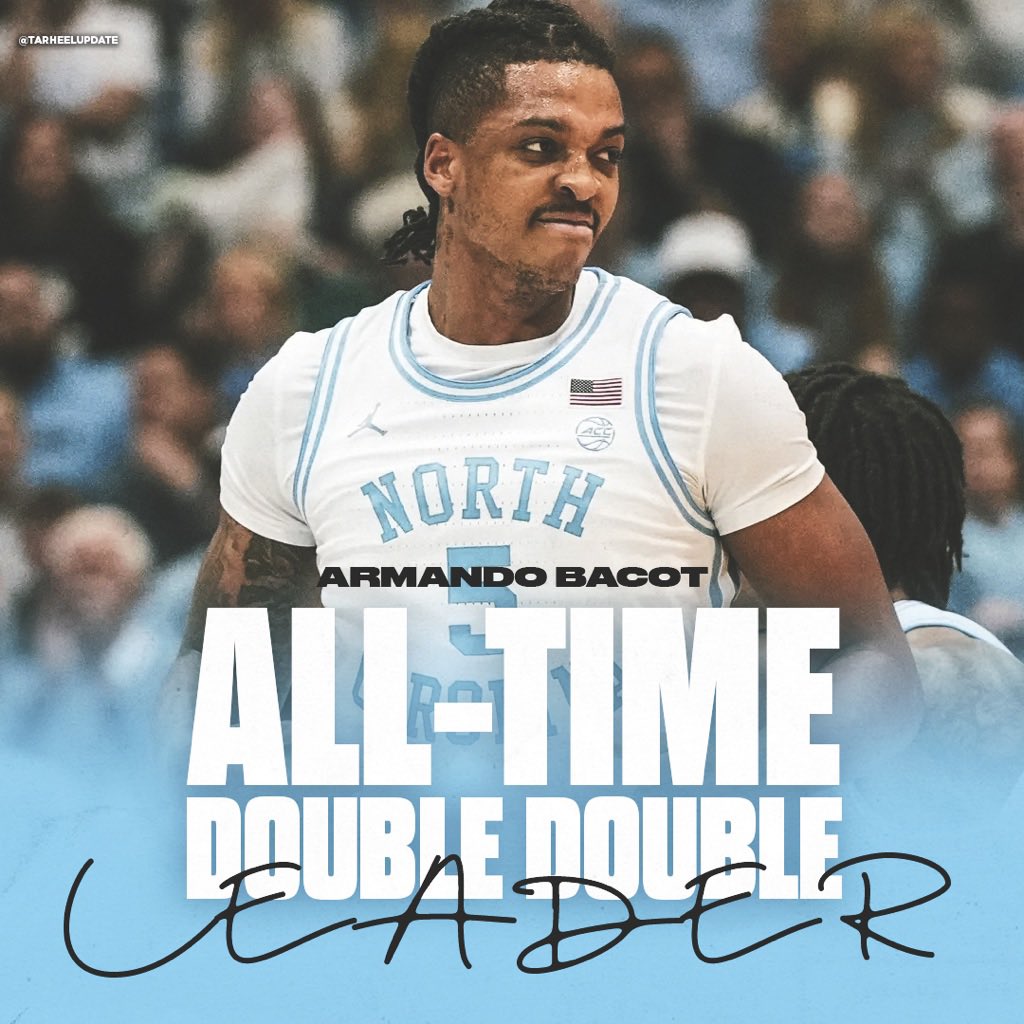 Armando Bacot now holds the #UNC all-time record for the most double doubles