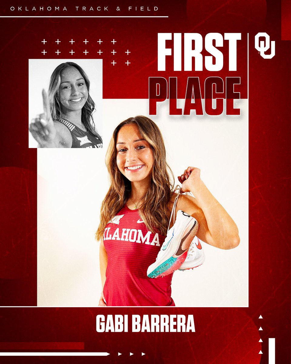 OU_Track's tweet photo. 𝙉𝙤𝙩. 𝘿𝙤𝙣𝙚. 𝙔𝙚𝙩. 🤭

Gabi Barrera wins the women’s 3000-meter run with a time of 9:49.87 👏

#BoomerSooner☝️💨 https://t.co/IrtNElloNC