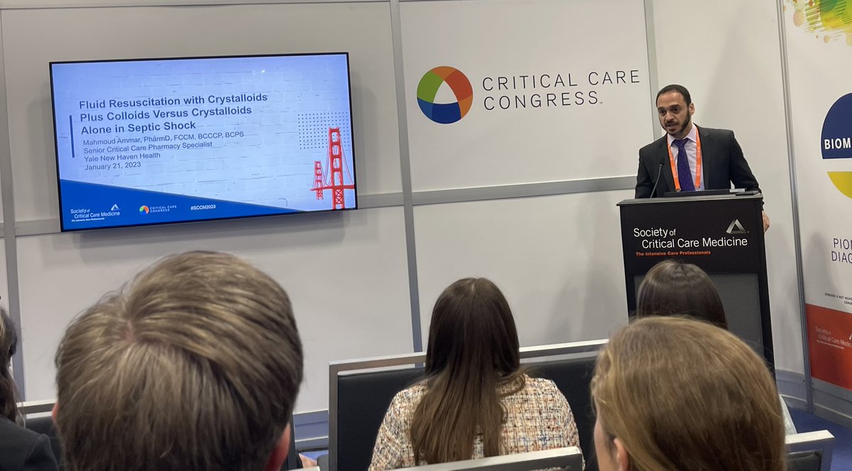 Excited to present the results of our study on fluid resuscitation with crystalloids plus colloids versus crystalloids alone in septic shock. Great collaboration with <a href="/AbdallaTweet/">AbdallaAmmar</a> <a href="/RusselJRoberts/">Russel Roberts</a> <a href="/tchen383/">Tina Chen</a> #YNHHSPharmacy