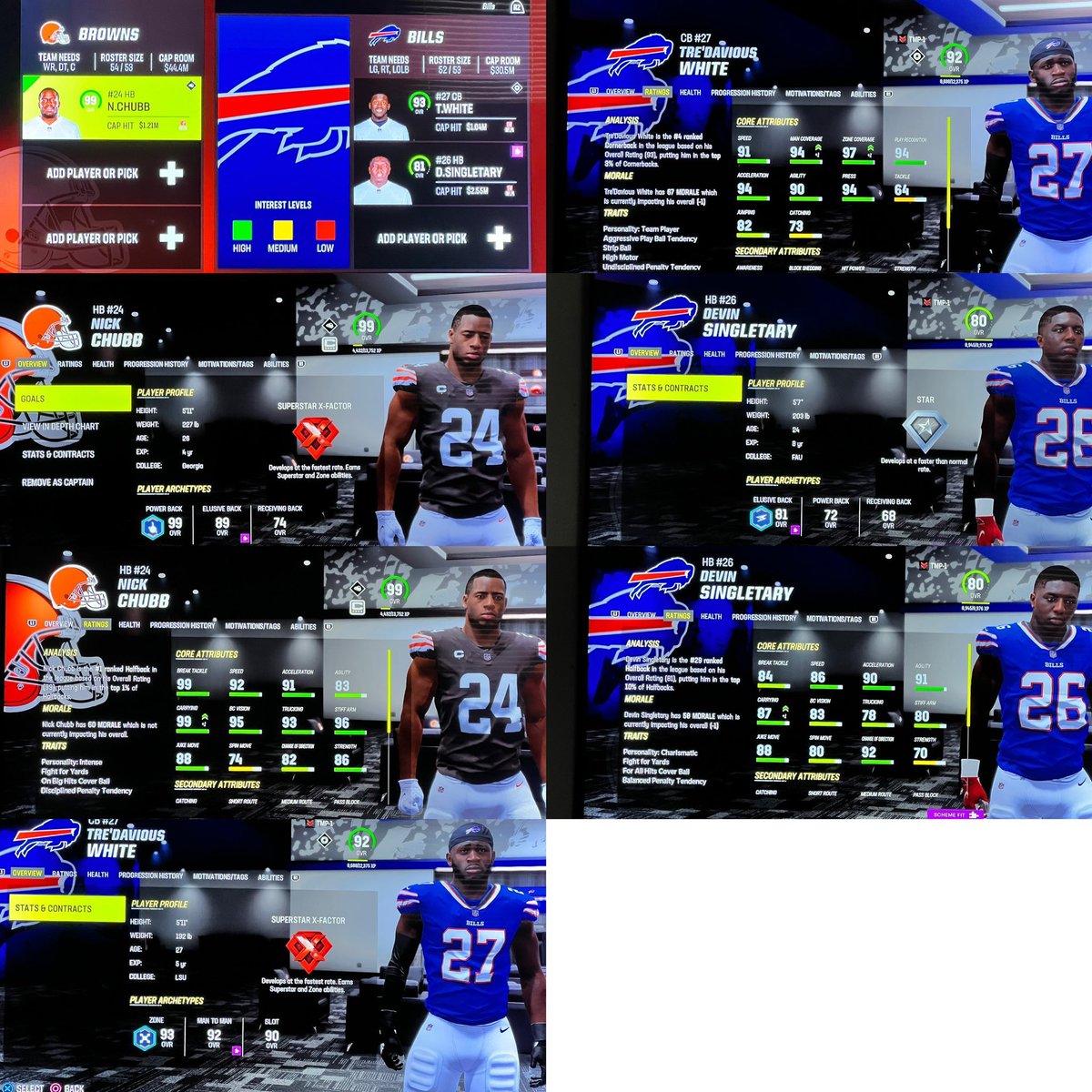 Botds_Trading's tweet photo. With the bills season on life support they made a huge move to add bruising RB Nick Chubb. In return the browns get tre’Davious White who will be a third top corner in a secondary that needs the help tenfold! Fair trade for both sides. 

Trade: A- https://t.co/IytKXuO2iG