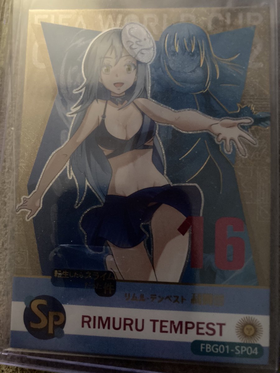 NKZTempest's tweet photo. Got this today in the mail, the last card I wanted on my lovely slime waifu Rimuru Tempest. It’s on they dazzling feminine form then genderless body type. 💙 🫠

#Rimuru #RimuruTempest #Waifu #Tensura #SlimeWaifu #neutralidentity #bestslime #bestofbothworlds https://t.co/iF7tIveEm6