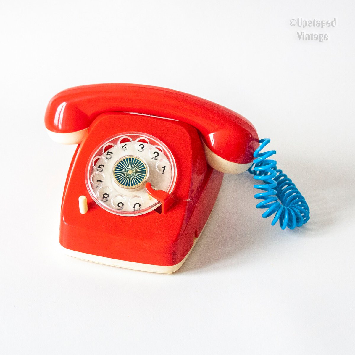 FOR SALE on #etsy: West German Vintage 1960s Red Plastic Toy Dial Telephone in Box MB Games etsy.me/3WtTIZF #RedTelephone #vintagetoys #WestGermanToys #20thcenturytoys #collectabletoys #redtoyphone #toytelephone #1960sToyTelephone #MBgames #WestGermanToyPhone