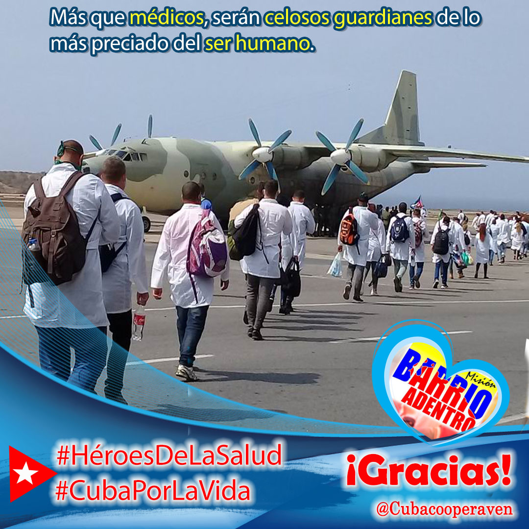 El ejército de batas blancas de #Cuba es inexpugnable porque su único propósito es combatir y derrotar a la muerte. 

#CubaPorLaVida 💖#JuntarYVencer  💖 #MartíVive #CELACEsUnidad