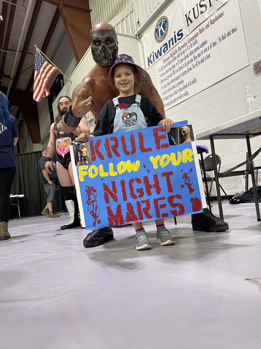 CokerCleveland's tweet photo. Savannah got a special visit today from her favorite Nightmare, “Atrocity Krule” (TM)! Cannot post pics because not wearing Copyrighted “Nightmare Faced” Mask! We look forward to seeing you in the Ring/Pit/Chains soon @AtrocityKrule! @indiewrestling @ICWNHB @TWEChattanooga https://t.co/woP2OZfk97