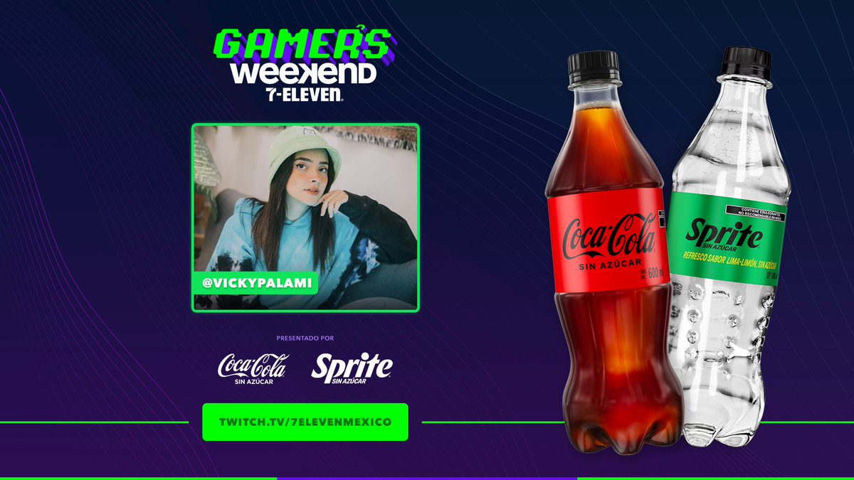 7ElevenGaming's tweet photo. 🕹 ¡El stream está por comenzar! Acompáñanos a las 7:00 pm junto a Coca-Cola Sin Azúcar, Sprite Sin Azúcar y @vickypalami – para pasar un fin de semana épico en nuestro #GamersWeekend.
⭐️ Nos vemos en el chat: https://t.co/VlpcBvCh63
#Gamer7Eleven https://t.co/lsx8ZgTNDh