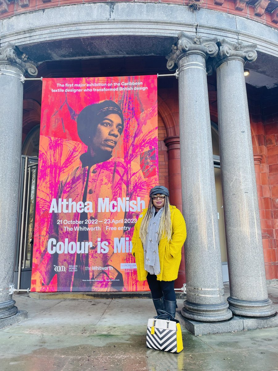Zebra_carol's tweet photo. The stunning #ColourIsMine exhibition at @WhitworthArt celebrates the works & career of #trailblazer & #icon #AltheaMcnish, the first #Caribbean designer to achieve international recognition. No book exists of her solely, so one’s in the process #herstory
#JerkChickenRiceBowl 👍🏽 https://t.co/jRjbwyQE1Y