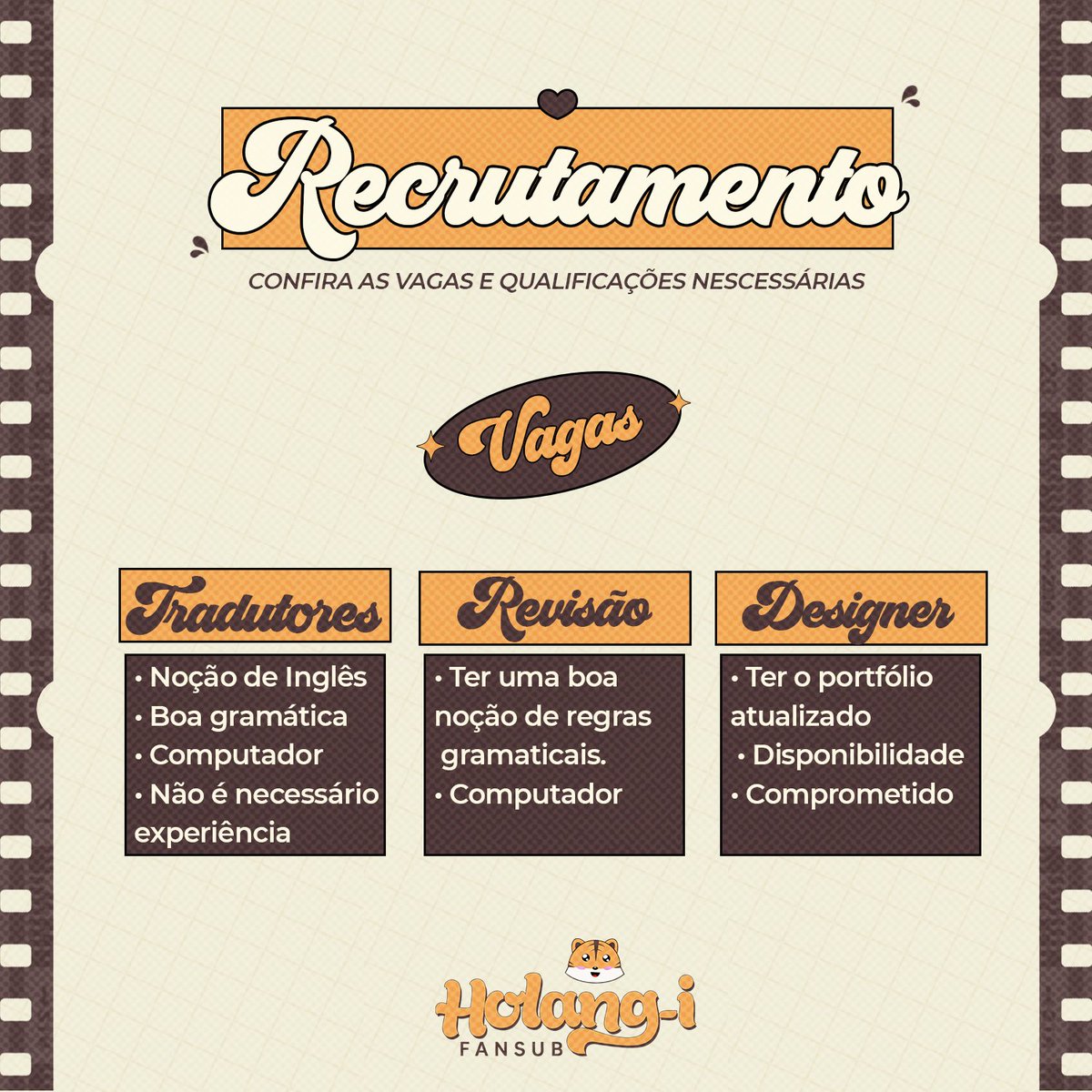 Olá, Durian Fansub agora tem uma nova administração e se chama Holang-i Fansub. 

Quer vim fazer parte dessa nova família e nos ajudar a crescer mais e mais? Se sim, chama na DM ou preencha nosso formulário que logo entraremos em contato ☺️❤️

(Designer feito por @raestudio_ )