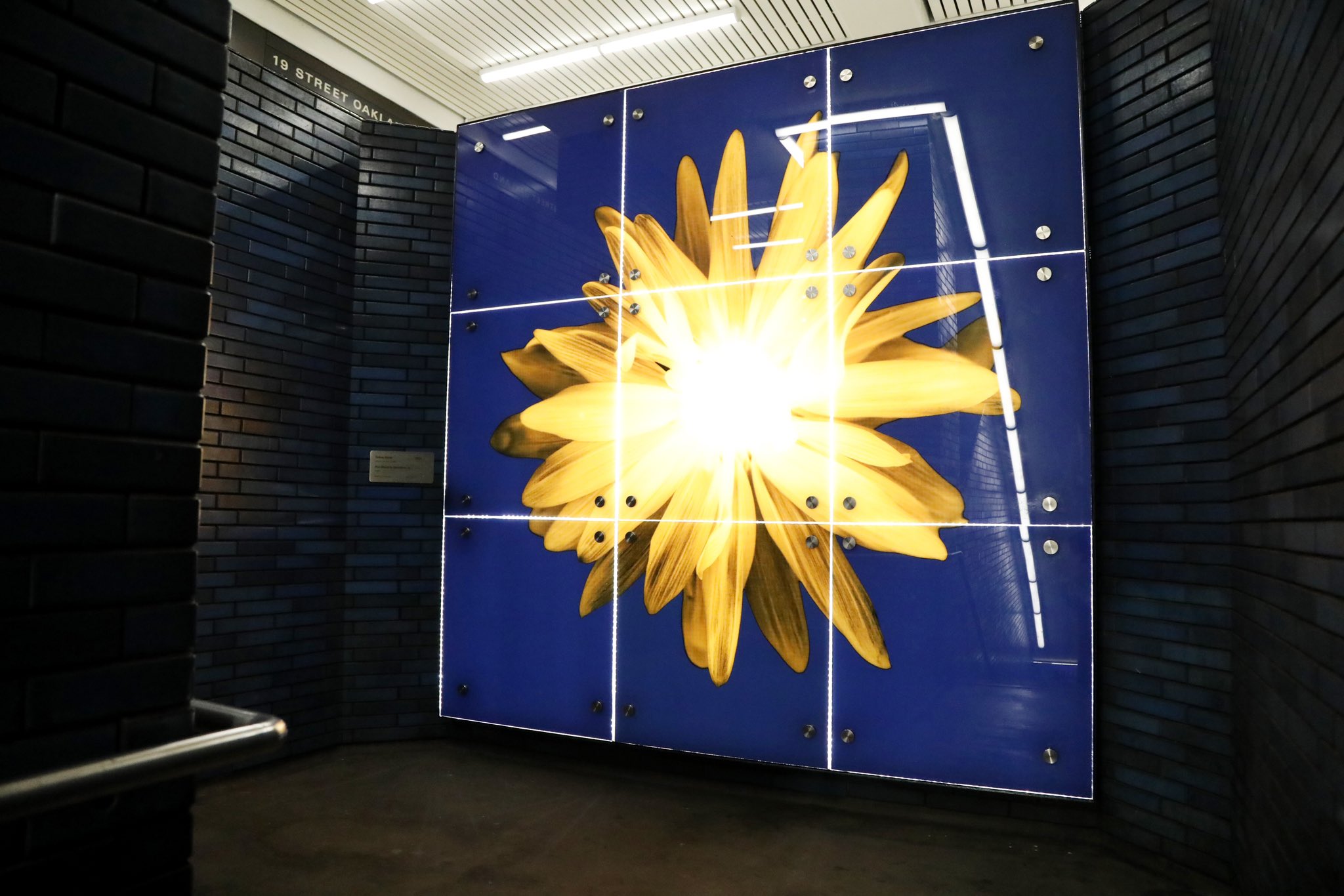 Stairwell art light box.