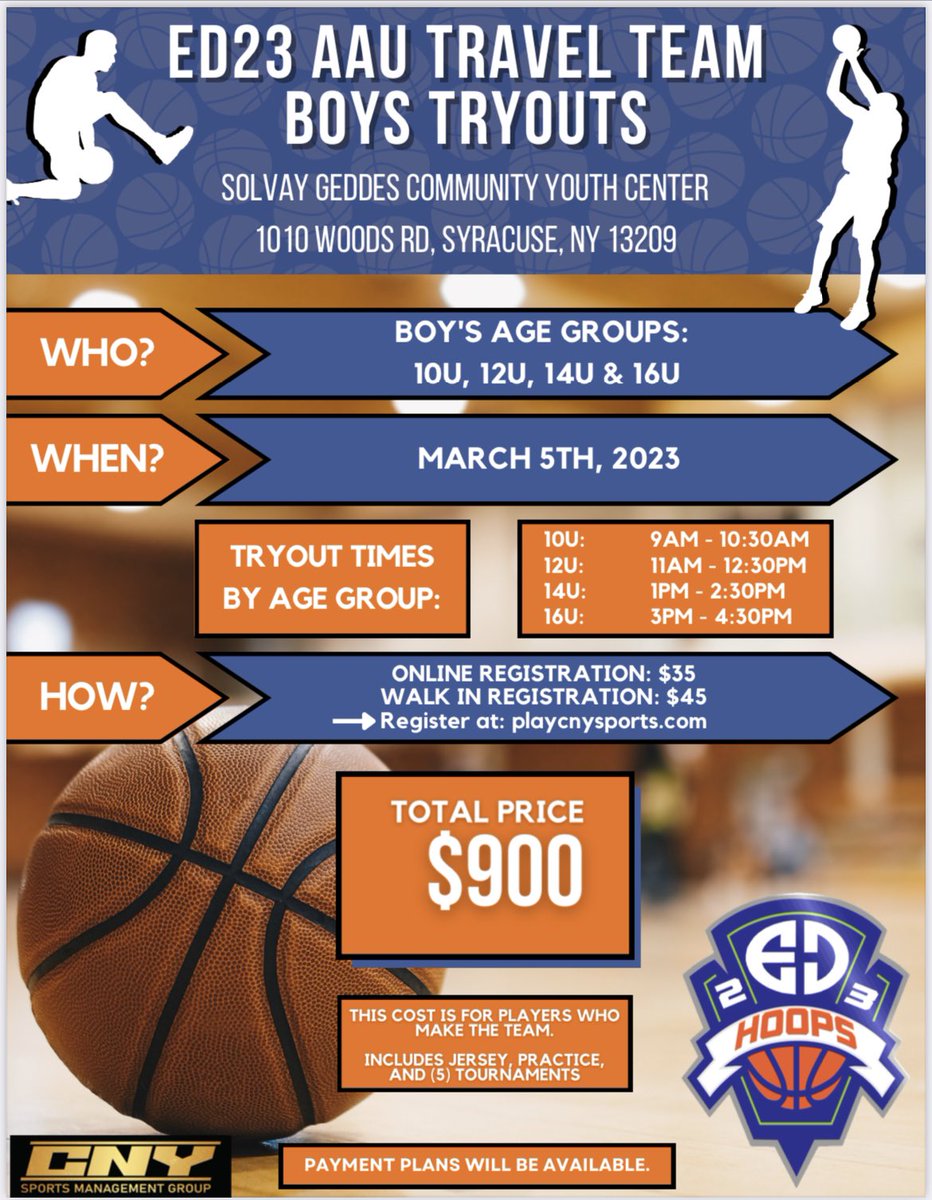 ED23HOOPS's tweet photo. Come be apart of @ED23HOOPS see if you got what it takes! Tryouts are March 4th for girls and March 5th for boys! Details on the flyers below! Register now to tryout! https://t.co/kaYWJ1MnPM #ED23HOOPS #tryouts #basketball #youth https://t.co/eNZgRclYCt