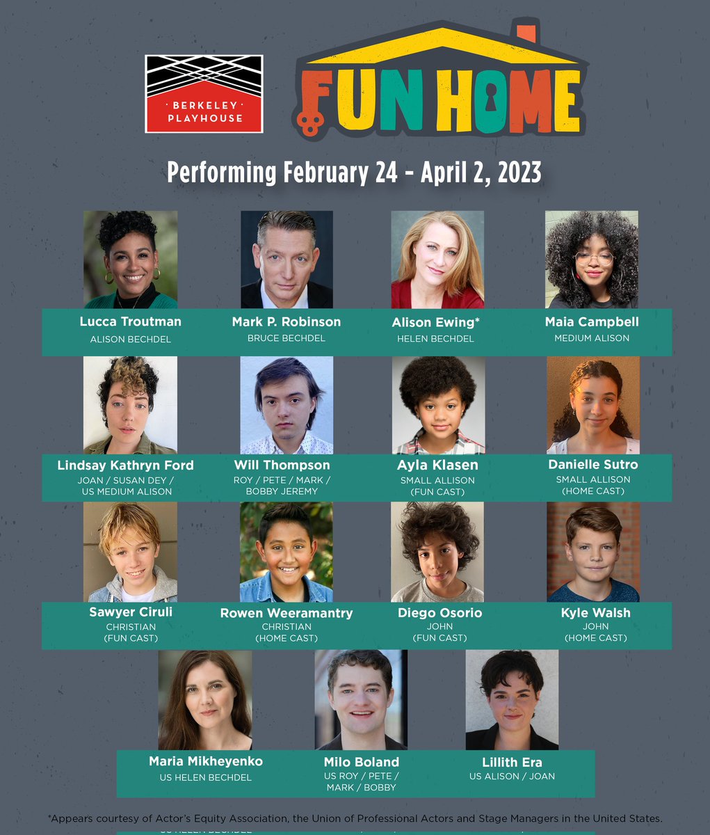 MariaMikheyenko's tweet photo. Welcome to our house on Maple Avenue. Super stoked to be back at #BerkeleyPlayhouse &amp; part of this fantastic family. Tickets on sale now!

I will be performing 
Saturday March 4th 1pm &amp;
Sunday March 26th 2pm

#FunHome #Understudy
#BayAreaTheatre

https://t.co/51NLYAaDvF https://t.co/QLoiBngAlx