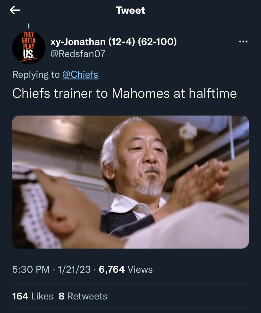 Dizzy_K2's tweet photo. @CraigHoffman Mr. Miyagi def worked his magic at halftime. https://t.co/t8t5PWotE4