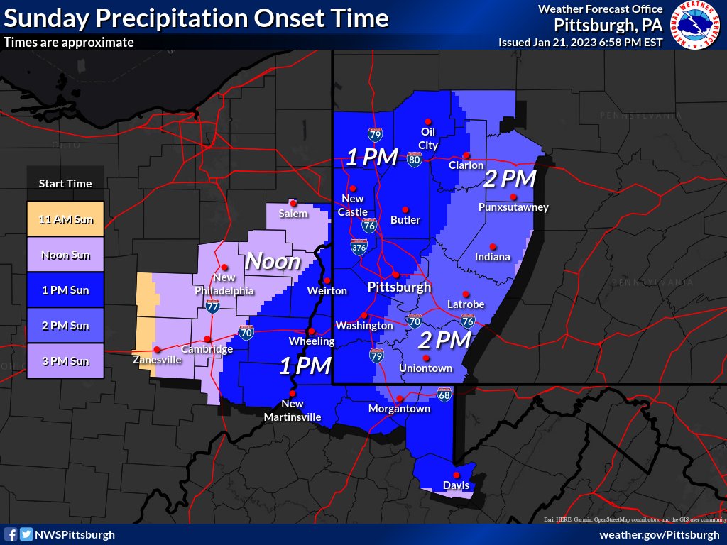 NWS Pittsburgh on Twitter "Updated snow totals and precipitation onset