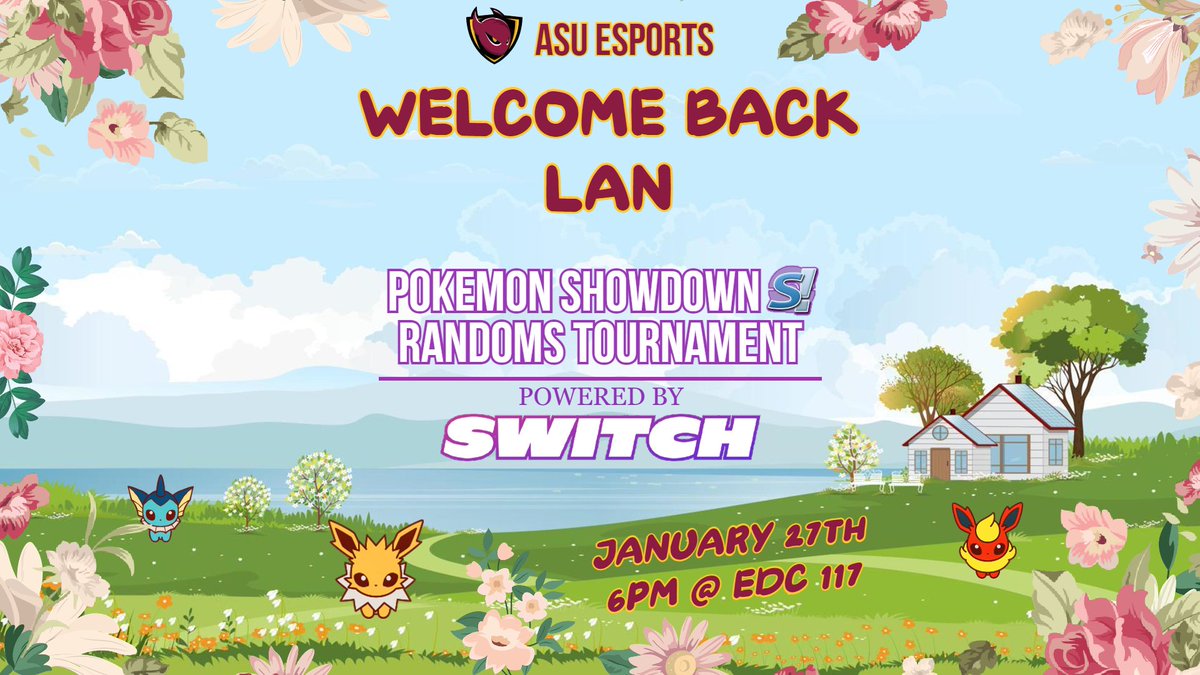 We’re having our first LAN of the semester! There will be a Pokemon Showdown Tournament with prizes for the winners!

📆: January 27th @ 6 PM
📍: EDC 117 

For more info, go in our discord: discord.gg/ASU