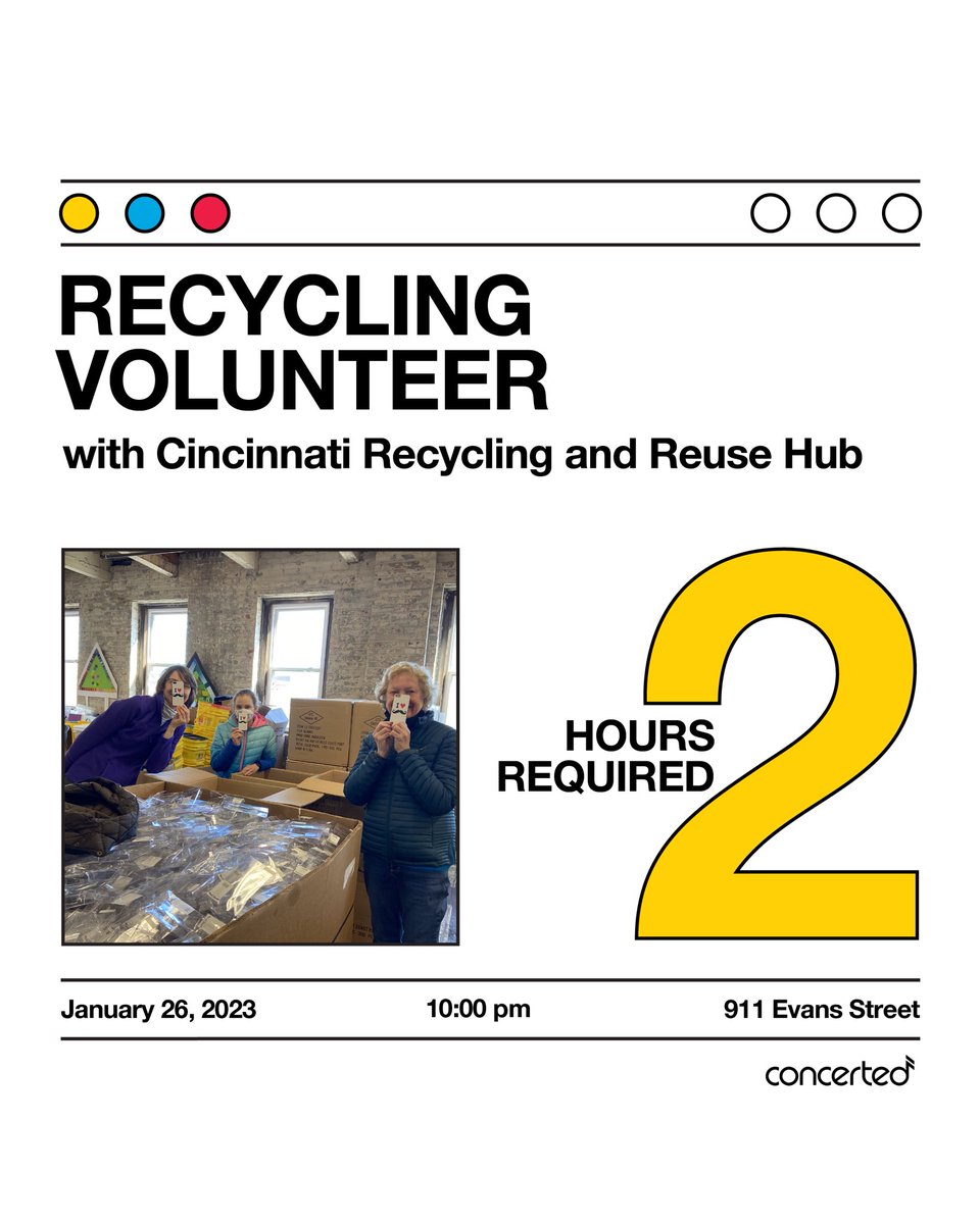 ConcertedUSA's tweet photo. ✨Upcoming Volunteer Opportunities in Greater Cincinnati✨

Our partners are adding opportunities to our website regularly, so make sure to check back often! 🧼♻️🥘

Visit https://t.co/CxVIQ4qSfV to learn more. #givebackgettickets #cincyvolunteers https://t.co/vlp6doT6gE