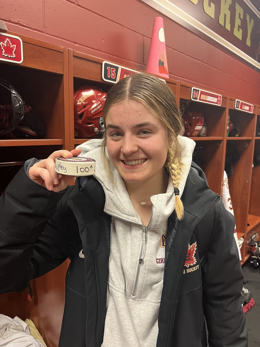 MGgirlshockey's tweet photo. @_bellashipley with her 100th Career High School Point tonight in a 6-0 W vs @opcgirlshockey 
Congratulations Bella!!!
#Sheisajunior #HappyForYou 
@MG_Girls_Hockey @MGActivities @MinnStWHockey @CCXSports @OsseoMGPress @ISD279 https://t.co/JuTFBpKIPF