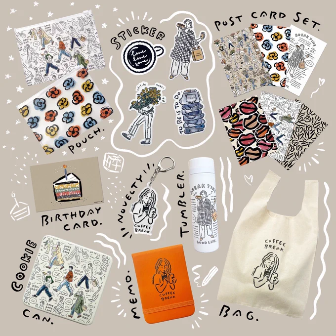 1/23(月)に販売する商品たち♡
ステッカーはクリアタイプ。(台紙は白です)
1周年記念ノベルティはアクリルキーホルダーです♡
オープン1周年記念ということで過去一番くらい色んなグッズをつくりました。
1/23(月)21:00より販売STARTです🤍
#イラスト #イラストレーター 