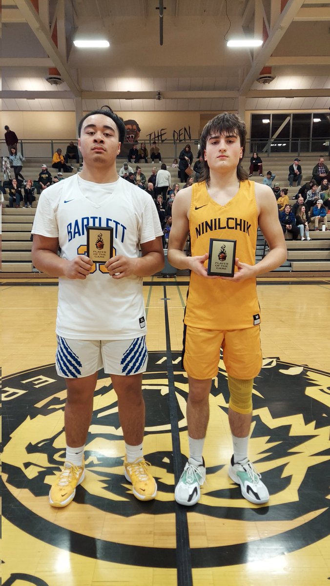 Bartlett defeats a very game 2A school in Ninilchik in the O"Bradys 4th place game 62-57. Congrats to both teams. Players of The Game: For Ninilchik, No. 1 Rowan Mahoney. For Bartlett, No. 33 Manu Satele. <a href="/BballBartlett/">Bartlett BBall</a> <a href="/NinilchikHoops/">NinilchikBasketball</a>