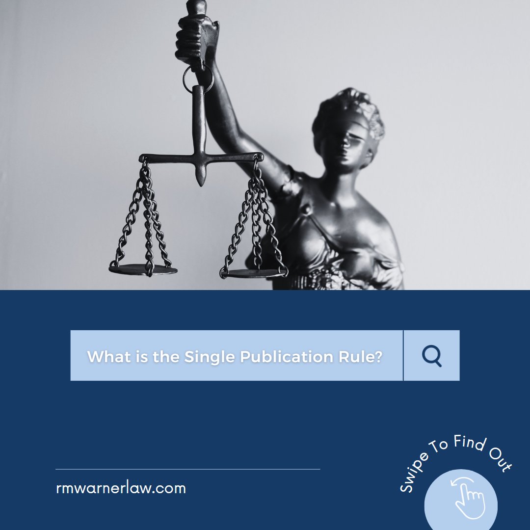 DanWarnerLawyer's tweet photo. One of the biggest differences between #onlinedefamation and traditional media #defamation is the #singlepublicationrule. This means you need to be EXTREMELY cautious about what you post. Want more guidance? Consult with a #defamationlawyer by clicking the link in my bio today! https://t.co/pdLgHurUld