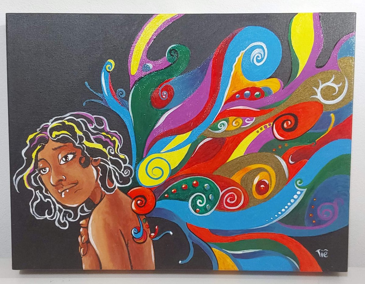 WalterTierno's tweet photo. "Asas da menina" um quadro que pintei inspirado  a protagonista de Anjo na gaiola, meu livro mais novo e que foi finalista do Jabuti.
#literatura #acrylicart #art #arte https://t.co/uzdgJckNTi