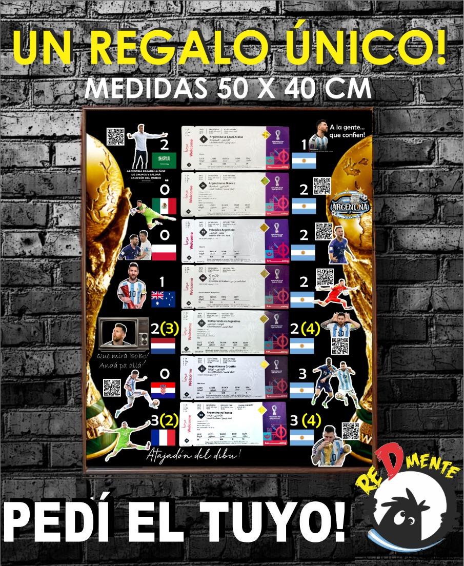 SanLorenzoRedes's tweet photo. Sorteo 28/01 un cuadro a elección con todos los resultados de @Argentina campeón #Qatar2022. Tiene las entradas a cada partido y un código QR que te muestra un resumen de cada partido. 
Para participar tenés que darle rt a este tweet, seguirnos y seguir en instagram a @redmenteok https://t.co/ckZDdHWc80