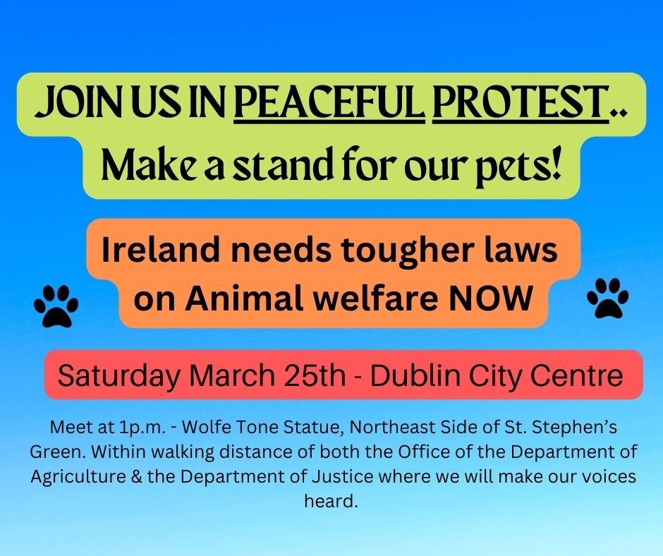 Link to Facebook Event page: 
fb.me/e/2l2sp6tIG

Please #share #Everyone #socialmedia #Ireland 
#PetTheftReform
#pettheftawareness 
#stopstealingourpets 
#missingstolenanimalsireland
#stolendogsireland