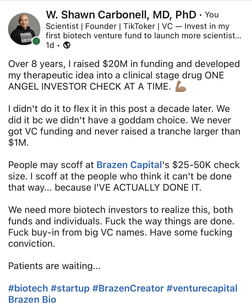 Spicy Shawn showed up on LinkedIn yesterday. 🌶️ #biotech #startup