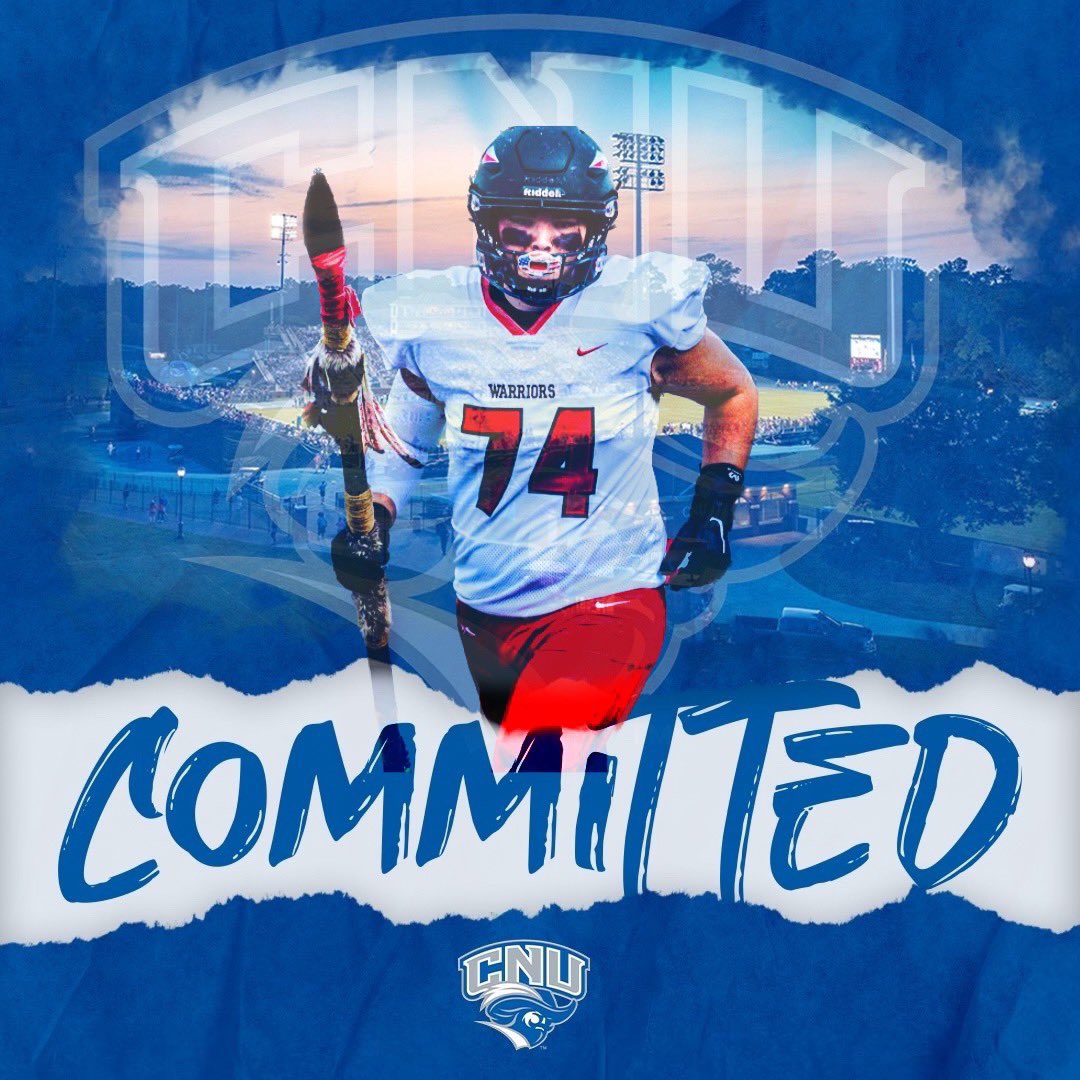 Charlie_Claw74's tweet photo. Excited to announce my commitment to Christopher Newport University! Thank you to everyone that has been with me through my football journey! #AGTG @coachsmith1507 @ByronHoenig @SherandoFball https://t.co/MNY74RdDnb
