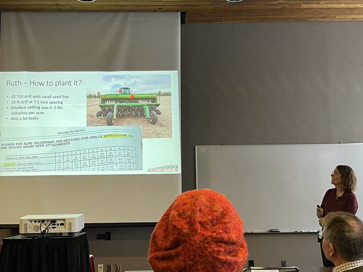 leetesdell's tweet photo. @practicalfarmer Ruth McCabe discusses camelina as a cover crop before corn. @agronomistruth #pfi23 #oncommonground https://t.co/iQ7hMLGQ5c