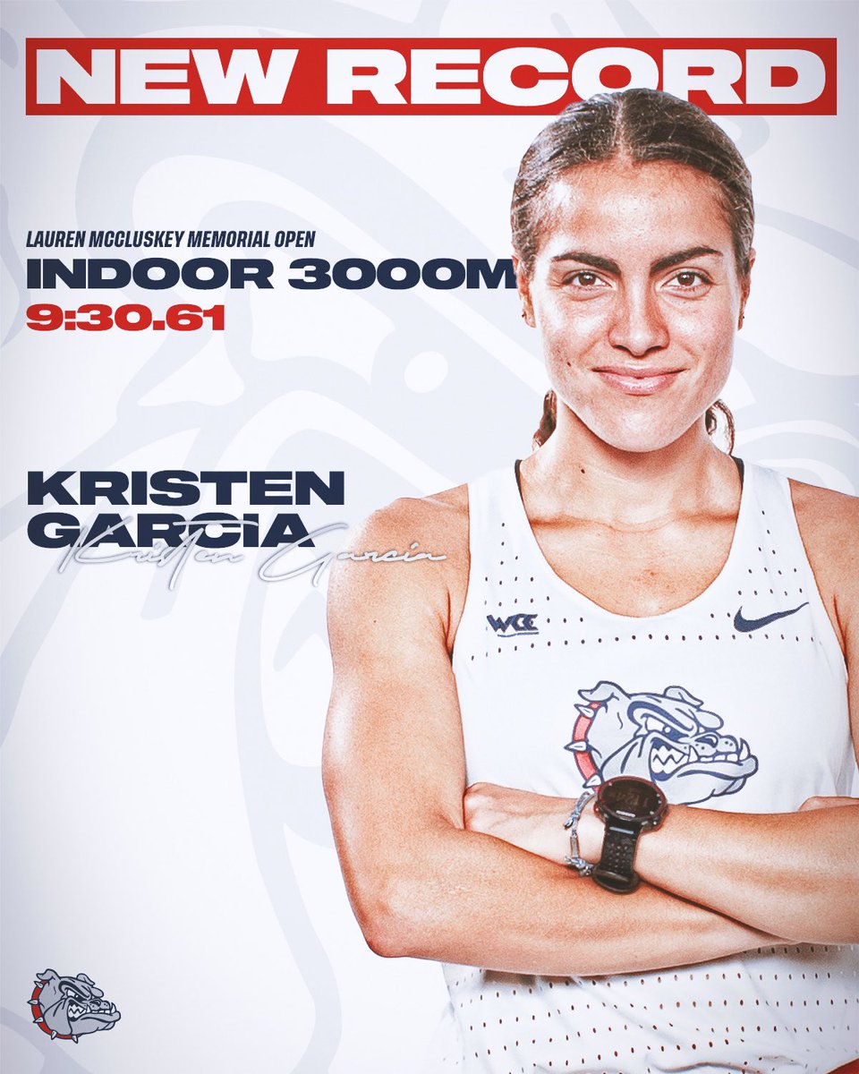 ZagRunning's tweet photo. With her second event win in as many meets, Kristen Garcia breaks the indoor 3,000m record at the Lauren McCluskey Memorial Open! https://t.co/qyRmqzqcwO