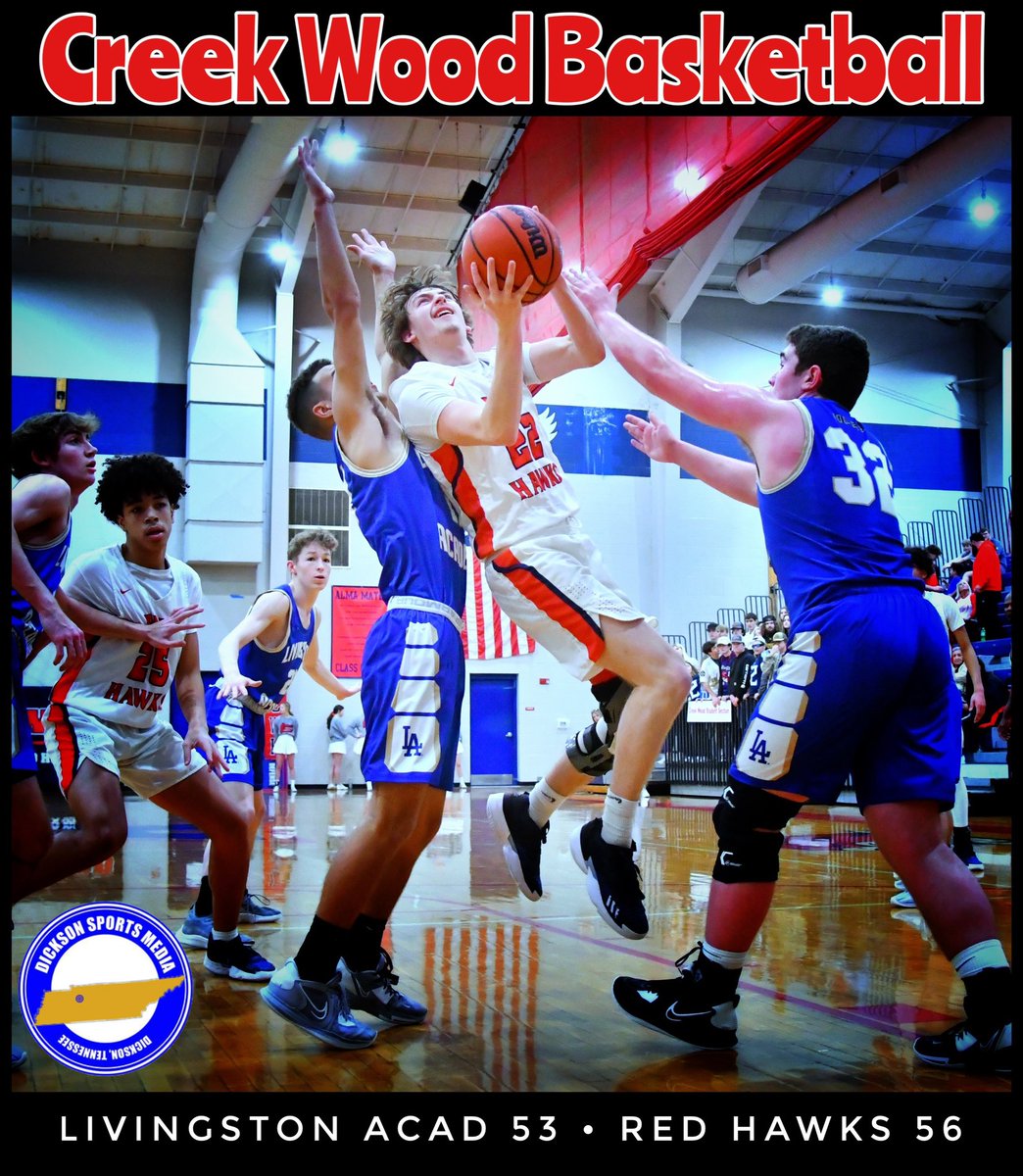 🏀HS Boys
Livingston Acad 53
Creek Wood 56 F
(Ford 15, Morgan 12)
