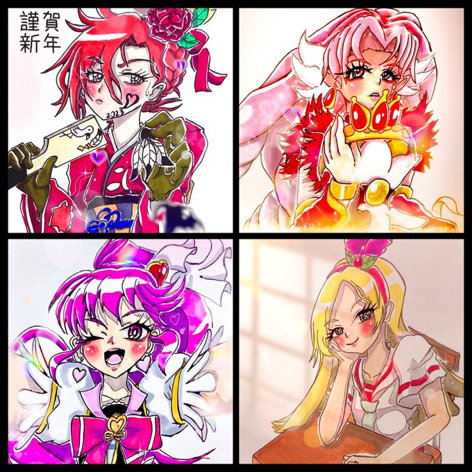 スランプになってるんで今月分もうまとめる😶‍🌫️😶‍🌫️😶‍🌫️

#今月描いた絵を晒そう
#precure 
#プリキュア
#イラスト https://t.co/hlAJytPLmb 