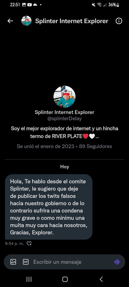 Me están amenazando y están intentando encontrar mi ubicación pero yo voy a encargarme de dar toda la verdad, si no vuelvo difundan mi desaparición