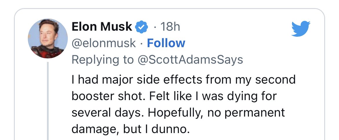 When he suffers flu-like symptoms, it’s a massive tragedy that invalidates the shot altogether. When Tesla’s “self-driving” software kills people, it’s a mere statistic on the way to a better world. That’s just how it works