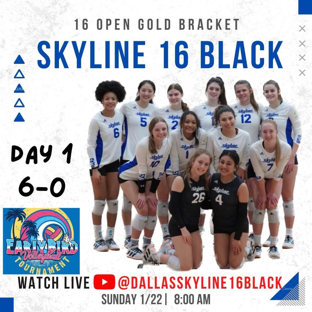 @Skylinejrs 16 Black 6-0 Day 1 in the @ntrvolleyball #EarlyBird tournament. Gold bracket here we come! @Rockwall_Vball @PrepDig @PrepDigTX @CoachMikeDZ @MalloriHowie @VBallrecruiter @grtorres @CoachSamWol23 @VballRecruits @AVCAPhenom @texasvbi @RiceVolleyball