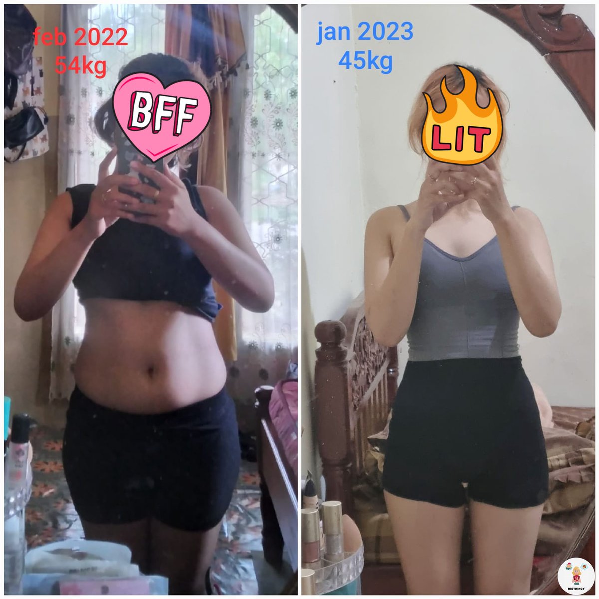 diethingy's tweet photo. guys aku pengen share ini. look, i did it!!! 🥹😭 i never thought that i could come this far. huhuhu. sebenernya aku berhasil 45kg ini udah dari okt, tapi baru foto sekarang. diet! defisit kalori emang sekeren itu https://t.co/H33Z8O2gxl