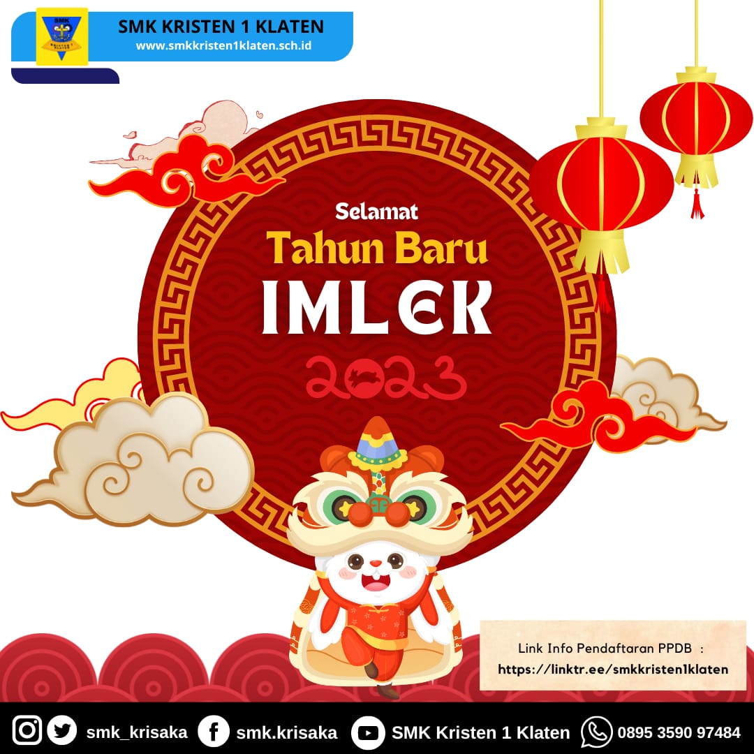 Tekno_AI's tweet photo. Selamat Tahun Baru Imlek 2023

#Imlek
#tahunbaruimlek2023 
#tahunbaruimlek 
#Smk
#Smkbisa
#Sekolah
#Smkkristen1klaten https://t.co/I4ymPrwFgK