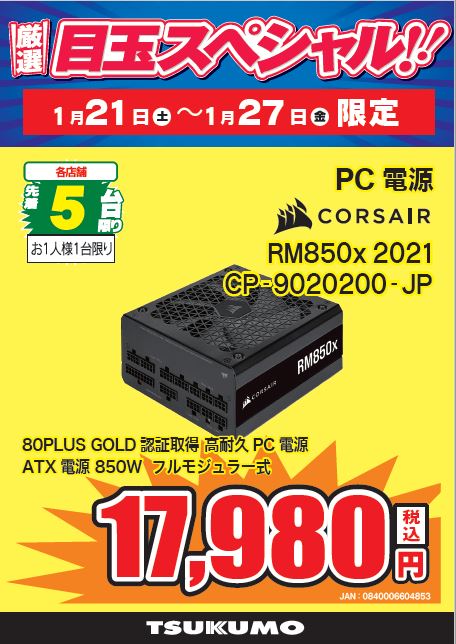 Corsair RM850x 2024年購入 80PLUS GOLD 動作確認済（RM850x
