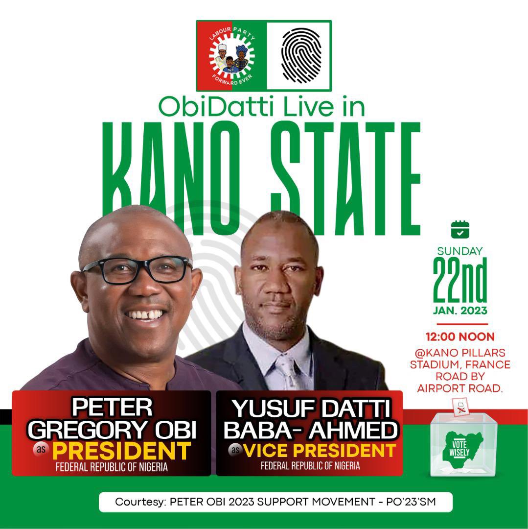 Our Incoming President @PeterObi
Nd the VP @YDBaba_Ahmed_ Is Ready to Shutdown Kano State Today Hope y'all Are Ready A New Nigeria Is POssible #PresidentPeterObi #OBIdientlyYUSful #obidatti23 #ObiDatti2023 #ObiDattiInKano