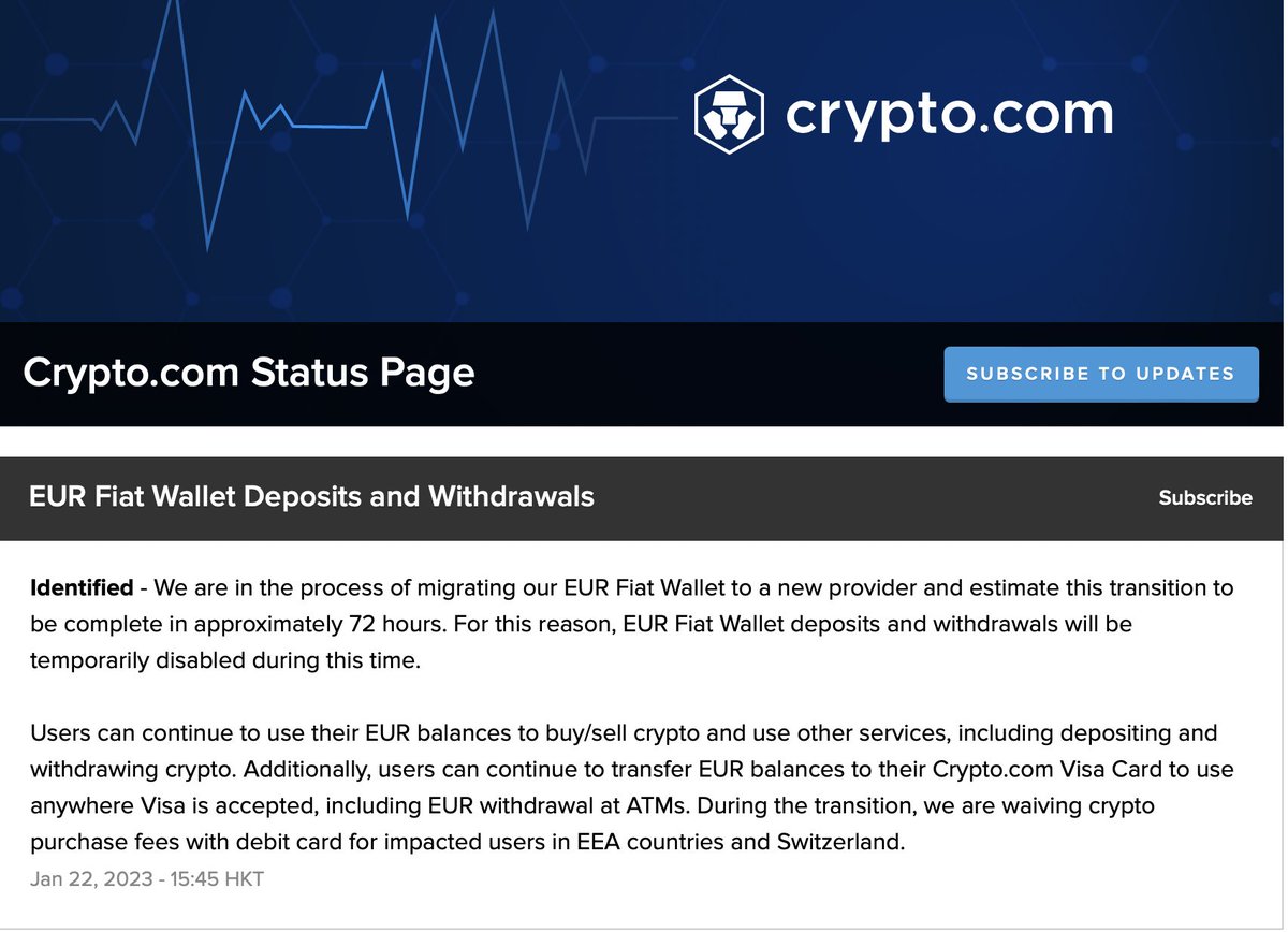 🚨🚨🚨 #Cryptocom suddenly reporting SEPA¹ transfer system is being  