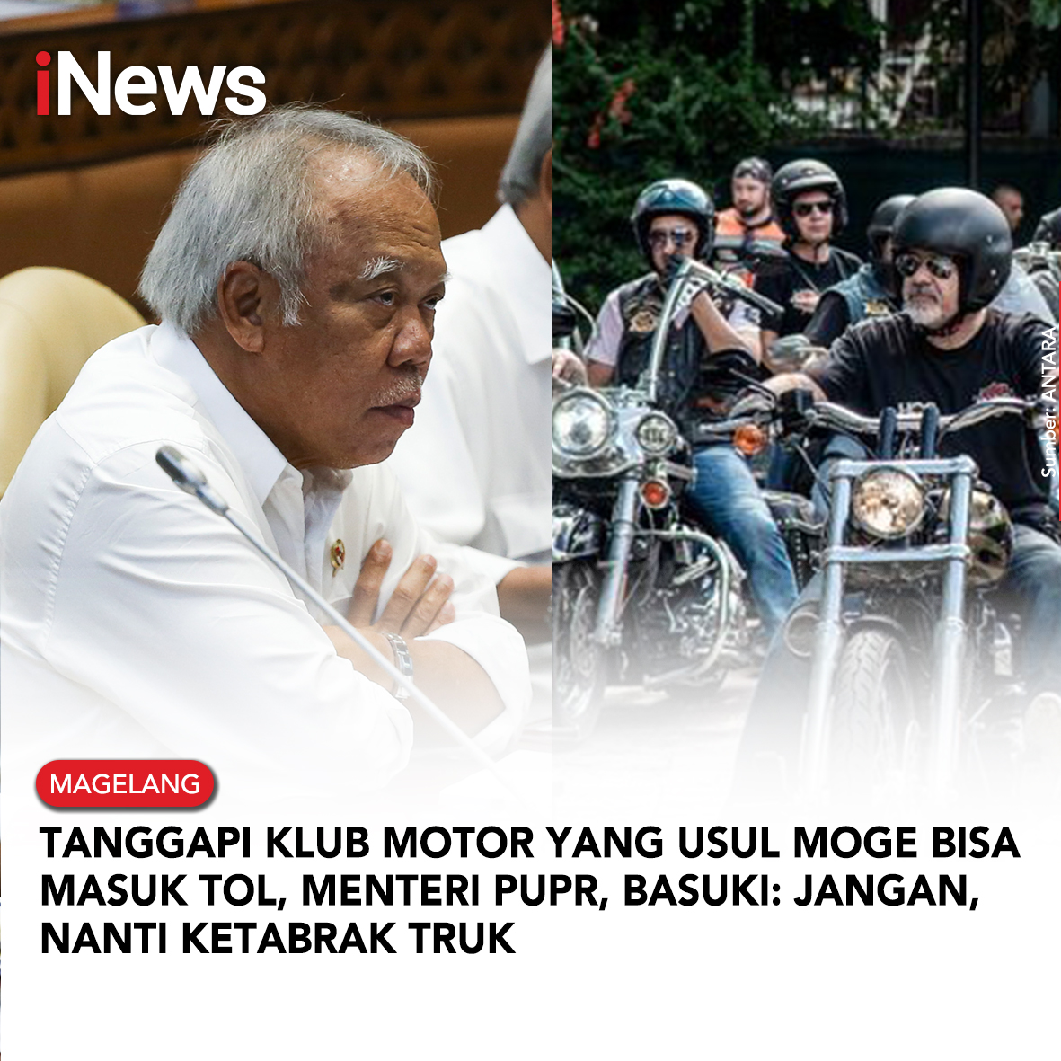 SeputariNews's tweet photo. Tanggapi Klub Motor yang Usul Moge Bisa Masuk Tol, Menteri PUPR, Basuki: Jangan, Nanti Ketabrak Truk. FDL
https://t.co/775edxyHCA
#iNews #Basuki #Menteri #PUPR #Moge #MotorGede #Tol #MBCI #JalanTol #MogeMasukTol #KlubMotor #BasukiHadimuljono https://t.co/rqBRZhSYAt