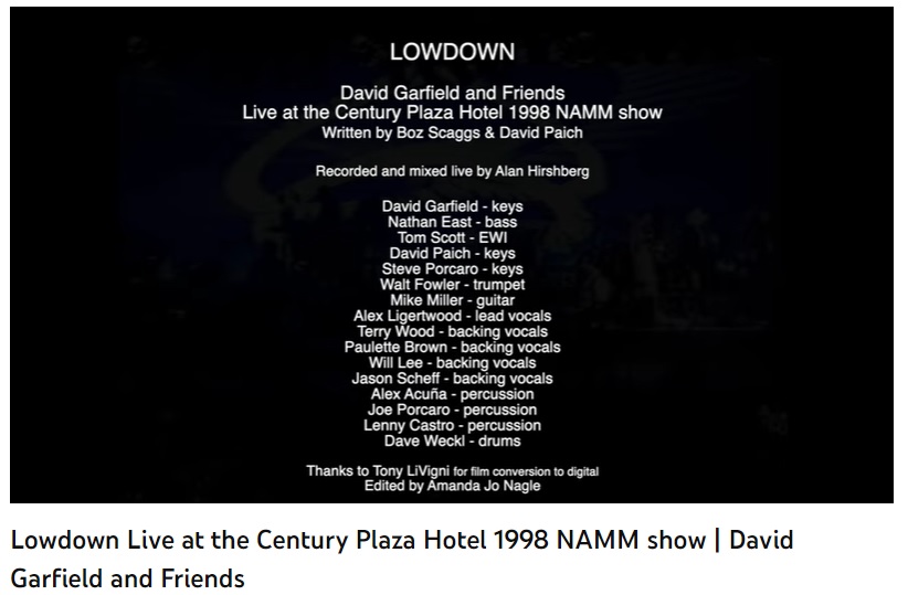 Lea_Fahrenheit's tweet image. 🥰🎶👍💝
Lowdown Live at the Century Plaza Hotel 1998 NAMM show | David Garfield and Friends
youtu.be/vEPirnDrPEA

#DavidGarfield #NathanEast #TomScott #DavidPaich #StevePorcaro #PauletteBrown #WillLee #JasonScheff #AlexAcuña #JoePorcaro #LennyCastro #DaveWeckl